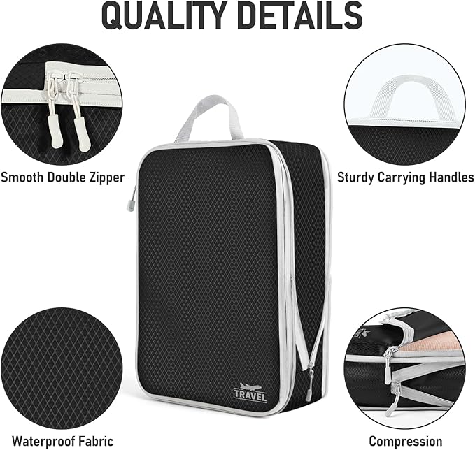 4 Set Compression Packing Cubes, Suitcase Organizer, Lightweight Travel Essentials, Compression Bags For Travel Accessories L