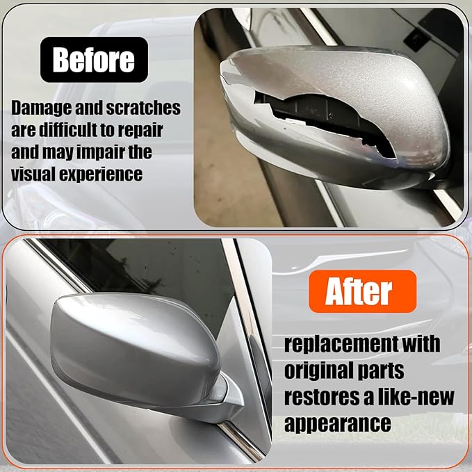 Yumzeco Compatible with Honda Accord Side Mirror Cover Trim 8th Gen 2008 2009 2010 2011 2012, Silver Door Rearview Mirror Caps Replacement for Honda Accord W/O Light Hole - Right Passenger Side