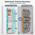 2 Pack 5-Tier Over The Door Organizer with 10 Side Mesh Pockets & Clear Windows, 80 lbs Weight Capacity Hanging Storage for B