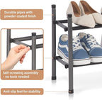 STORAGE MANIAC Expandable Shoe Rack, 8 Pairs Stackable Small Shoe Rack, Metal Adjustable Shoes Organizer for Closet, Entryway