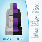 BDK PolyPro Car Seat Covers Full Set in Purple on Black, Front and Rear Split Bench Seat Covers for Cars, Easy to Install Car