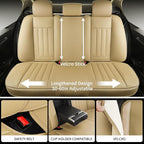 Beige Leather Seat Covers, 5 Seats Universal Car Seat Covers Full Set, Waterproof Automotive Seat Covers Breathable Front and