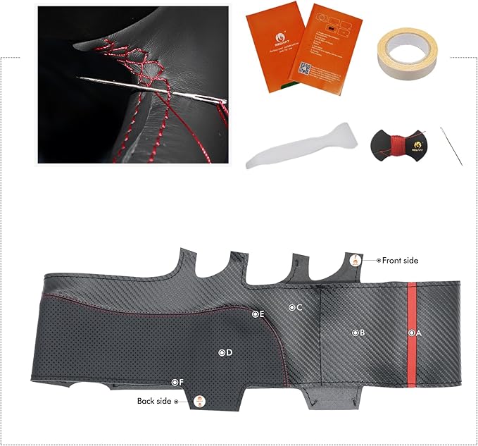 MEWANT DIY Stitching Steering Wheel Cover Wrap for Tesla Model 3 Highland 2023-2025/Model Y 2025 Highland for Tesla Model 3/Model Y Accessories(3D Style)