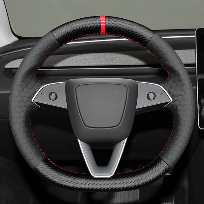 MEWANT DIY Stitching Steering Wheel Cover Wrap for Tesla Model 3 Highland 2023-2025/Model Y 2025 Highland for Tesla Model 3/Model Y Accessories