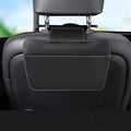 Car Leather Trash Can for Headrest, Hanging Garbage Bin, Waterproof Foldable Stroage Organizer for Car, Multipurpose Interior Accessories for SUV Truck RV Camping(Black Seat headrest)