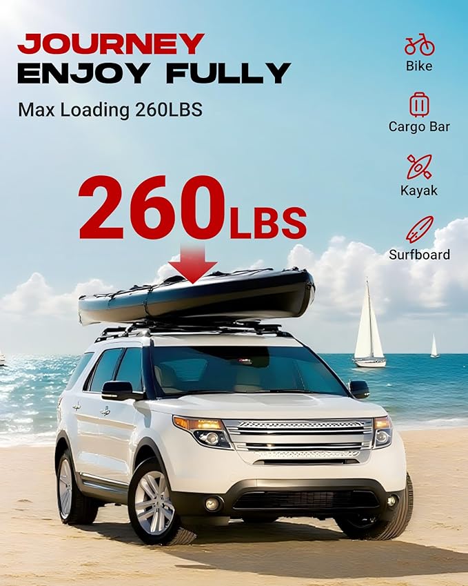 HEKA Roof Rack Cross Bars Fit for Explorer 2011 2012 2013 2014 2015 with Raised Side Rails, Luggage Crossbars Cargo Bag Carrier Aluminum Carrying Kayak Bike Canoe