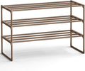 SONGMICS Shoe Rack, 3-Tier Shoe Organizer, Metal Storage Shelf, Upright or Upside Down, for 16-20 Pairs, Stackable, for Entry