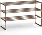 SONGMICS Shoe Rack, 3-Tier Shoe Organizer, Metal Storage Shelf, Upright or Upside Down, for 16-20 Pairs, Stackable, for Entry