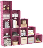 UNKU Cube Storage Organizer, 16 Cube Closet Organizer Storage Shelves, DIY Stackable Bookcase, Clothes Organizer Shelf for Cl