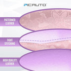 PIC AUTO Steering Wheel Cover, Pink Patterned & Light Purple Leather Patchwork Design, Universal Fit 14.5"–15.5", Anti-Slip, 