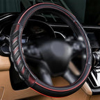 Flying Banner car Steering Wheel Cover Faux Leather Massage Universal fit 3D Honeycomb Hole Anti-Slip Sporty 15 Inches (Red B
