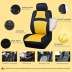 CAR PASS Universal 13PCS 3D Air Mesh-100% Breathable Seat Covers Full Sets Steering Wheel&Belt Cover Airbag and Rear Split Bench Compatible for 90% Automotive SUV Truck Cute Women Black Yellow