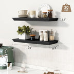 Axeman 24 Inch Floating Shelves for Wall, 9.3" Deep Crown Molding Wood Display Shelf with Heavy Duty Invisible Brackets for L