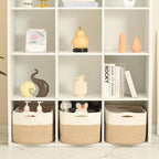 ICERZCZ Large Storage Baskets for Organizing Shelves, Woven Cotton Rope Bins for Baby Nursery Organization, Book Toy Towel Or