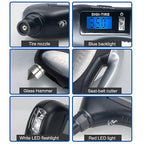 Digital Tire Pressure Gauge 150 PSI – 5-in-1 Emergency Tool for Cars, Trucks & Bikes – Includes Seatbelt Cutter, Window Breaker, LED Flashlight & Red Safety Light - 1 Pack