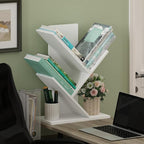 Furinno Tree Book Shelf, 3-Tier Bookshelf with Angled Open Shelf, Tree Bookcase for Room Decor, 8.4 x 15.7 x 21.3, for Organi