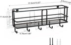 SRIWATANA Key Holder for Wall, Mail Organizer Wall Mount with Metal Storage Basket, Key Holder with 5 Hooks for Entryway, Off