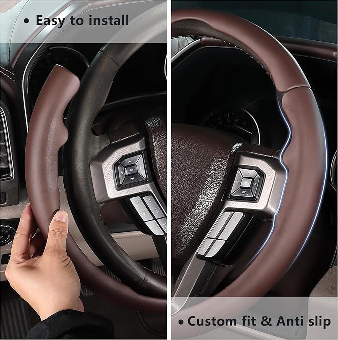 Steering Wheel Cover for Ford F150 2015-2020/ F250 2017-2022/ F350 2017-2022/ F450 2017-2022/ F550 2017-2022/ Ford Expedition 2018-2021 Steering Wheel Protector for Ford Steering Wheel Accessories