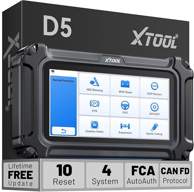 XTOOL D5 Car Code Reader and Reset Tool, Engine ABS SRS Transmission Car Diagnostic Tool with EPB Service, ABS Bleed, Throttle