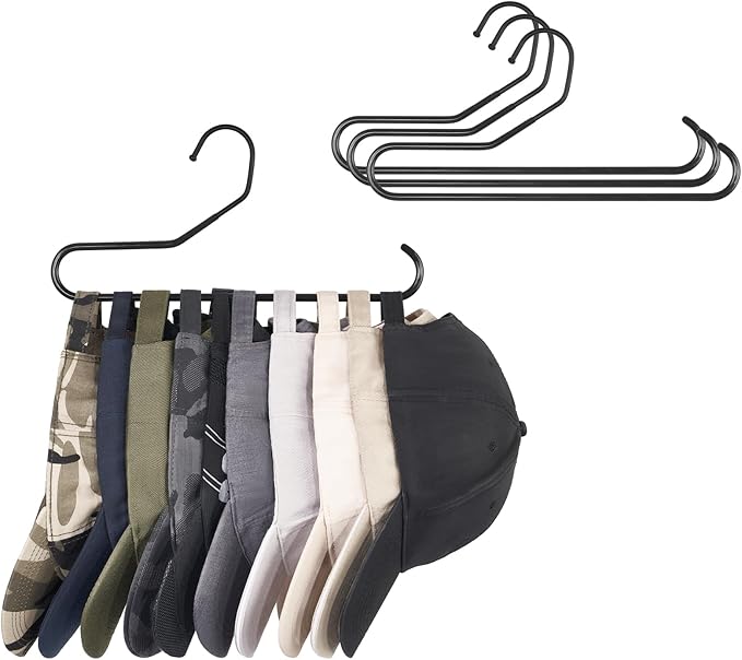Mkono Hat Organizer for Baseball Caps Metal Hat Rack for Closet Hat Hangers Baseball Cap Holder Hat Storage Organizer Holds 4