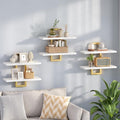 HOOBRO Floating Shelves, 15 Inch Wall Shelf Set of 3, Wall Mounted Storage Shelves 2-Tier, Hanging Bathroom Shelves, for Livi
