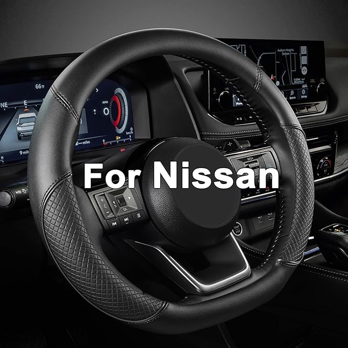 GIANT PANDA D Shape Steering Wheel Cover for Nissan Rogue Kicks - Auto Car Steering Wheel Cover Customized for Nissan Altima 