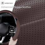 Car Steering Wheel Cover Leather Snap On 3Pcs Set Non-Slip Protector Wrap Steering Wheel Accessories 14.5-15 inch Universal B