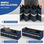 Car Trunk Organizer, Car Storage Organizer, Collapsible Multi Compartment for Car, Suv, Sedan, Truck, 100L, Extra Larger