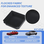 2026 Center Console Organizer for Tesla Model Y Juniper Accessories & Model 3 Highland 2026-2024 Flocked Storage Organizer Set Center Console Box, Armrest Box and DIY Cup Mat