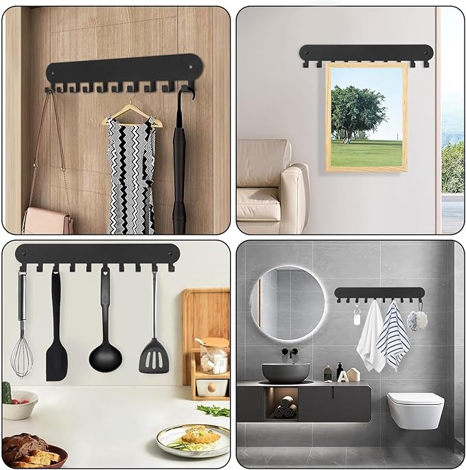 2 Pack Key Holder for Wall,Key Hooks with 10 Hooks,Key Holder Wall Mount Self Adhesive, Key Rack for Wall No Drill for Living