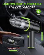 CODN Handheld Car Vacuum Portable Cordless 12000PA, 2 in 1 Handheld Vacuum Cleaner and Air Duster with Multi-Nozzles and LED 