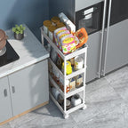 Sooyee 4 Tier Wide Storage Cart Mobile Shelving Unit Organizer Slide Out Storage Rolling Utility Cart Tower Rack for Kitchen 