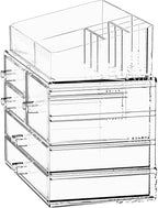 ZHIAI Stackable Storage Drawers, Acrylic Bathroom Counter Organizer Clear Makeup Organizers for Vanity, Kitchen Cabinets, Bat