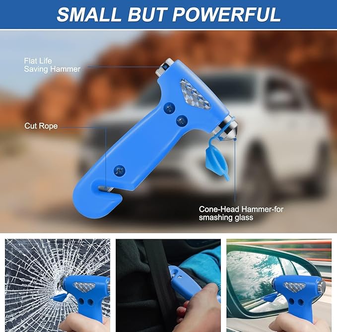 THINKWORK Car Emergency Kit for Teen Boy and Men's Gifts, Blue Emergency Roadside Assistance kit with 10FT Jumper, First Aid 