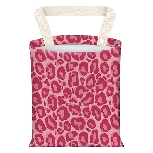 Car Garbage Can, Seat Back Hanging Cute Car Trash Can Bag, Car Organizer and Storage Bag for Travelling, Outdoor Cute Pink Leopard