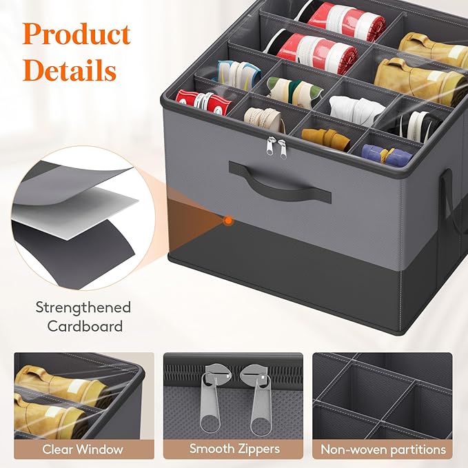 Lifewit 4 Pack Shoe Storage Organizer for Closet, Large Shoe Box Storage Containers with Clear Cover, Foldable Storage Bins F