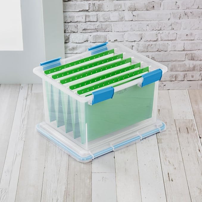 Sterilite 12-Pack Gasket Box, Weather-Resistant Storage Bins with Latching Lids, 32 Quart - Heavy-Duty Organizing Containers 