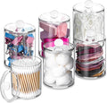 XIPENGKEJI 6 Pack Qtip Holder,Canister Apothecary Jar Set, Bathroom Jars with Lids Set for Cotton Swabs, Balls, Pads, Floss P