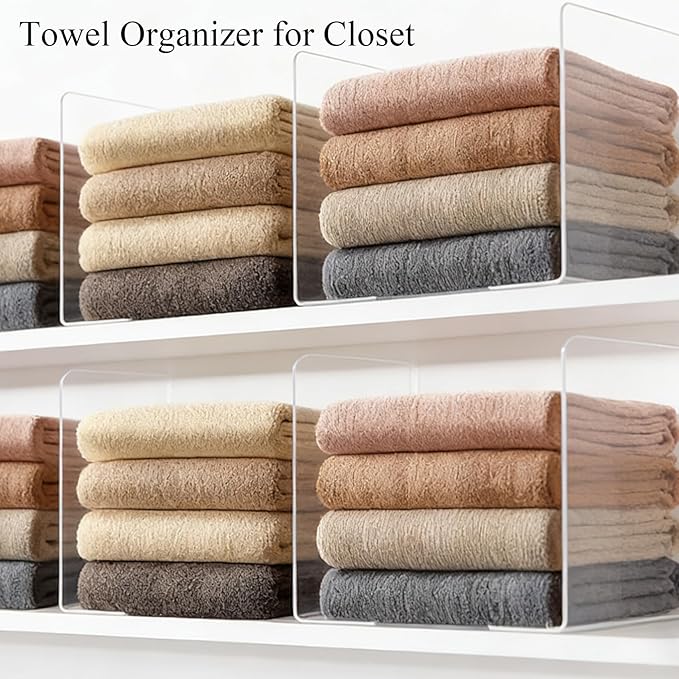 Shelf Dividers for Closet Organization - 10" Tall x 12" Deep Acrylic Closet Dividers for Shelves - Clear Free-Standing Shelf 