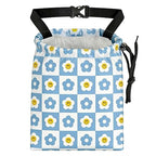 Checkered Smiling Daisy Car Trash Bag - Waterproof Car Trash Bag Hanging Leakproof Car Garbage Bag - Washable Reusable Trash Bag For Car Interior Hanging Organizer Storage Vehicle Travelling Camping