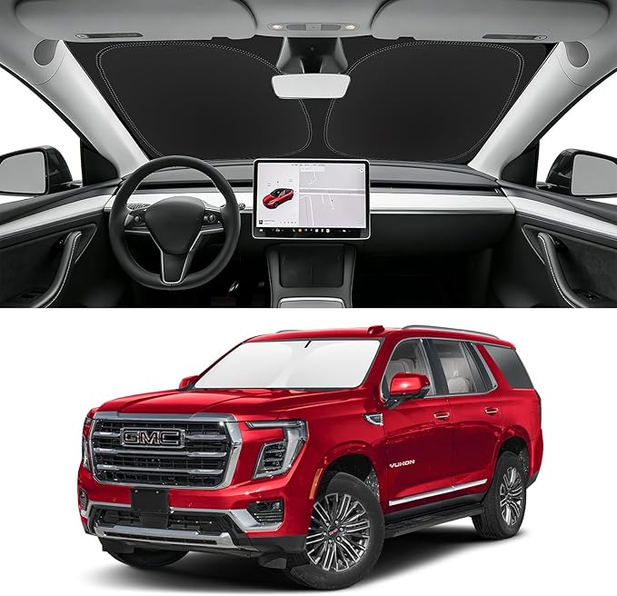 Custom Fit Windshield Sun Shade for GMC Yukon 2021-2026, Blocks UV & Heat, Front Window Sunshade Accessories, Easy Fold & Store Keep Your Car Cooler