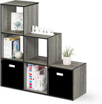 Furinno Pelli 3-2-1 Cubic Storage Cabinet, French Oak Grey/Black