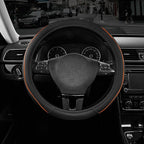 Road Comforts Leather Steering Wheel Cover with Decorative Trim and Piping, Anti-Slip Breathable Design, Fits 14.5–15 Inch Ro