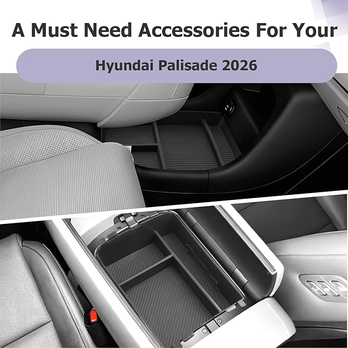 LUWU Center Console Organizer Compatible with 2026 Hyundai Palisade Calligraphy Accessories Palisade LX3 2026 Accessories Armrest Console Organizer & Armrest Lower Storage Tray 3PCS (ONLY for 7-Seat)