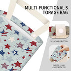 Car Garbage Can, Seat Back Hanging Cute Car Trash Can Bag, Car Organizer and Storage Bag for Travelling, Outdoor Cute Blue American Stars Stripes