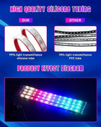 Led Lights for Car Accessories Interior, RGB+IC 48 LED Car Interior Light, 16 Million Colors Strip Light, APP Remote Control with USB Port Color Change Under Dash Lighting for SUVs, Trucks
