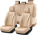 Coverado Car Seat Covers Full Set, Seat Covers for Cars, Front Seat Covers and Back Seat Cover Waterproof Leather Automotive 