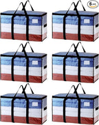 TAILI Extra Large Moving Bags, 6 Pack Clear Heavy Duty Totes For Storage with Visible Window, Wrap Around Handles, Storage Ba