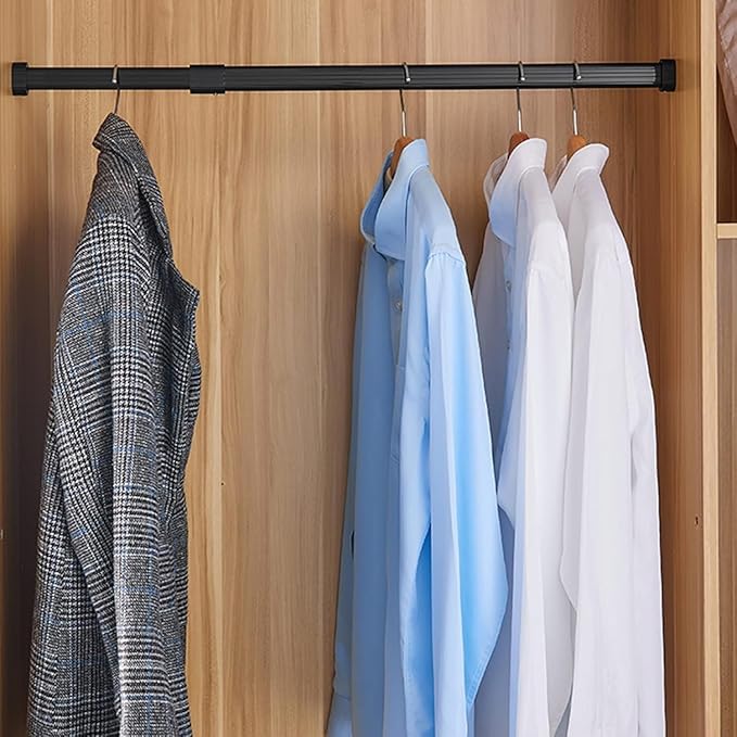 Closet Wardrobe Extender Rail Clothes Hanging Pole 16-25 Inches/ 23-39 "/ 33-59 in, Wall Mounted Tension Bar Support with Cap