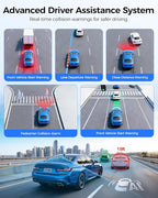 AZDOME ADAS Dash Cam Front and Rear, 4K+2.5K UHD Dash Camera for Cars, 64GB Card Included, Voice Control, Bulit-in 5.8GHz Wi-